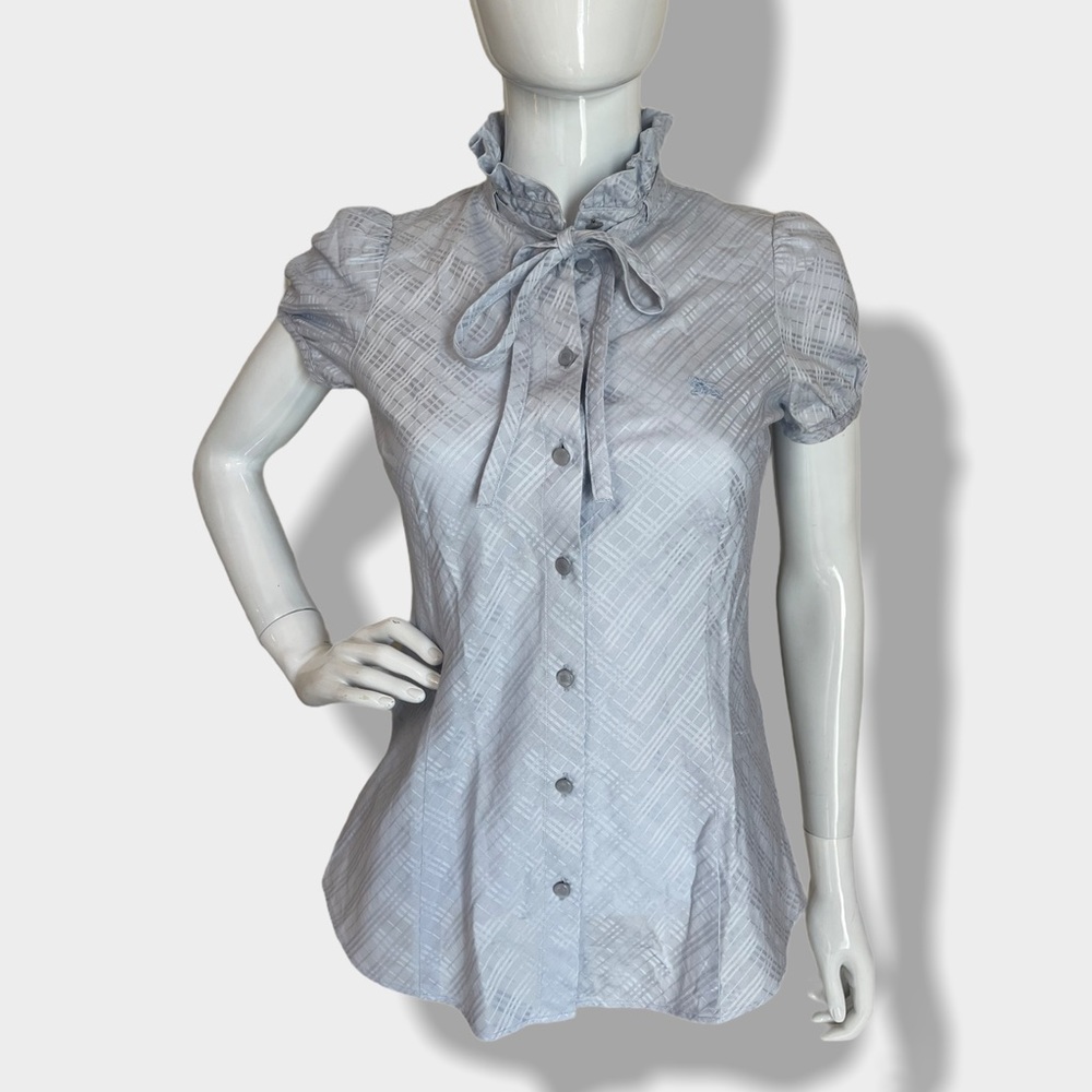 Authentic Burberry Blue Check Ruffle Top